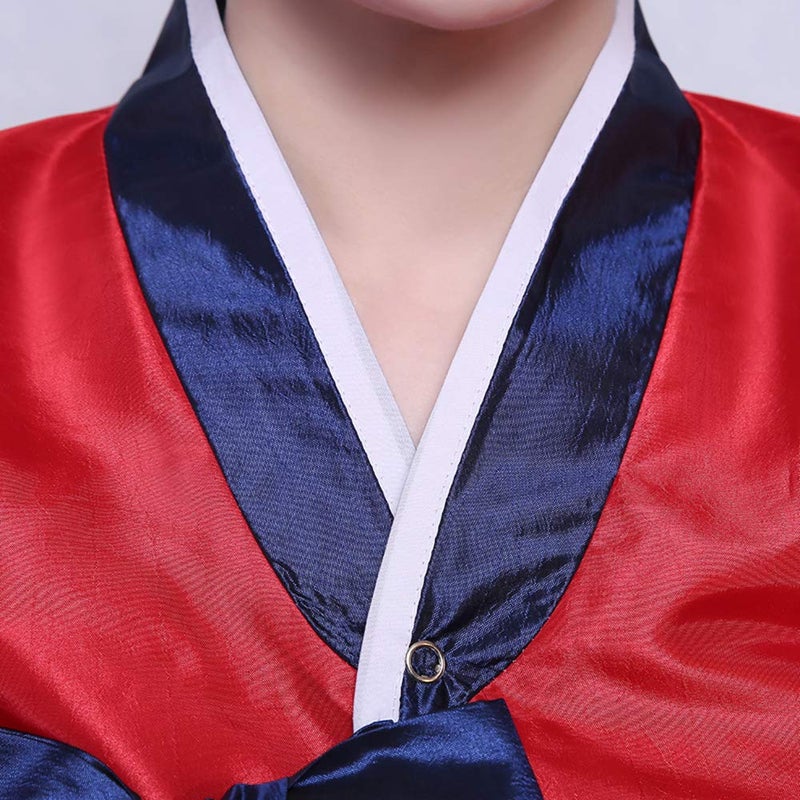 XINFU Women's Korean Traditional Hanbok Sets Long Sleeve Colorful Cosplay Costume Dress, Redcyan, X-Large - Image 5